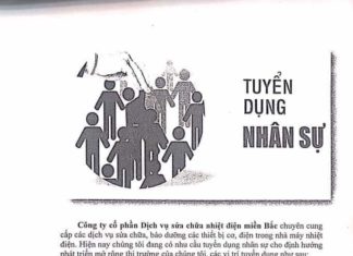 Thông báo tuyển dụng: Công ty cổ phần Dịch vụ sửa chữa nhiệt điện miền Bắc