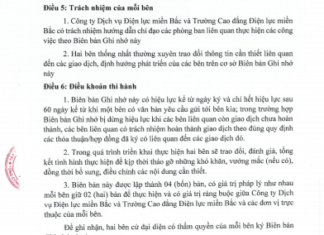Biên bản Ghi nhớ hợp tác giữa Trường Cao đẳng Điện lực miền Bắc và Công ty Dịch vụ Điện lực miền Bắc