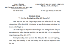 Thông báo về việc tổng vệ sinh phòng chống dịch nCoV