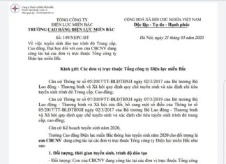 Thông báo tuyển sinh dành cho con CBCNV trong NPC