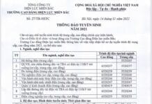 Thông báo tuyển sinh năm 2021