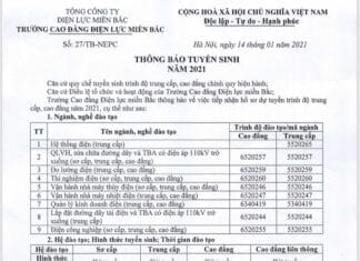 Thông báo tuyển sinh năm 2021