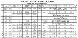 Thời khoá biểu + Lịch thi (Tuần từ 29/3 đến 4/4/2021)