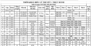 Thời khoá biểu + lịch thi (Tuần từ 3/5 đến 9/5/2021)