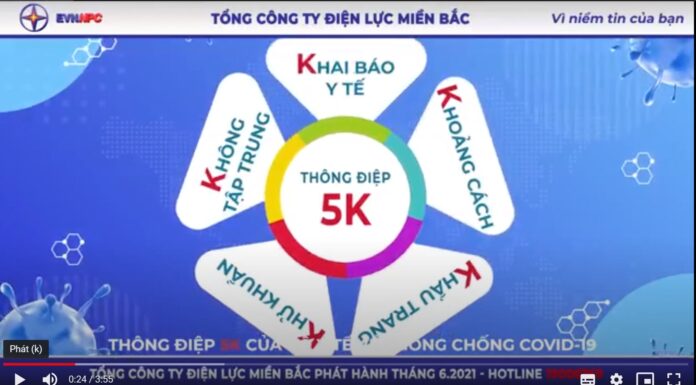 Thông điệp 5K phòng chống Covid-19