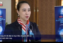 Tổng giám đốc EVNNPC – Đỗ Nguyệt Ánh trả lời phỏng vấn của phóng viên EIC, bên lề Hội nghị “Chuyển đổi số và An toàn thông tin năm 2021”