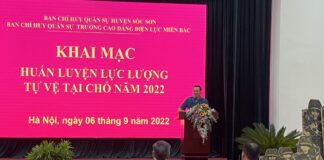 Ban chỉ huy quân sự Trường Cao đẳng Điện lực miền Bắc tổ chức khai mạc khóa huấn luyện Dân quân tự vệ năm 2022 cho lực lượng tự vệ tại chỗ nhà trường.