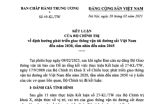 Kết luận của Bộ chính trị về định hướng phát triển giao thông vận tải đường sắt Việt Nam đến năm 2030, tầm nhìn đến năm 2045