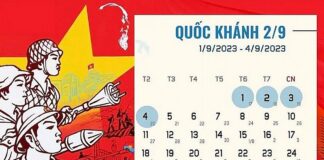 LỊCH NGHỈ LỄ QUỐC KHÁNH 2/9/2023