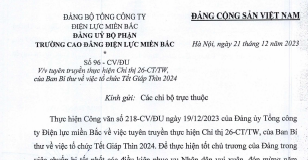 ĐẢNG BỘ TRƯỜNG CAO ĐẲNG ĐIỆN LỰC MIỀN BẮC QUÁN TRIỆT THỰC HIỆN CHỈ THỊ BAN BÍ THƯ VỀ TỔ CHỨC TẾT GIÁP THÌN NĂM 2024