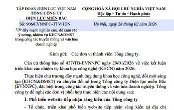 Phổ biến website tiếp nhận sáng kiến EVNNPC – Lan tỏa tinh thần đổi mới sáng tạo trong toàn trường