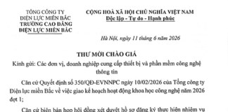 Thư mời chào giá cung cấp thiết bị và phần mềm CNTT