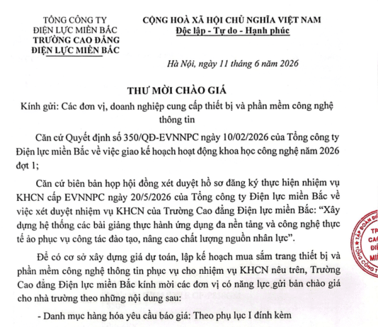 Thư mời chào giá cung cấp thiết bị và phần mềm CNTT